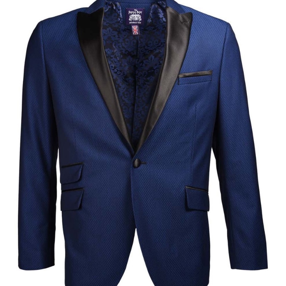 SAVILE ROW CO
Navy Peak Lapel Slim Fit Blazer 40 R